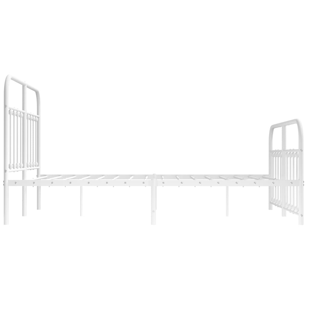 Bed frame with head and footboard metal white 135x190 cm