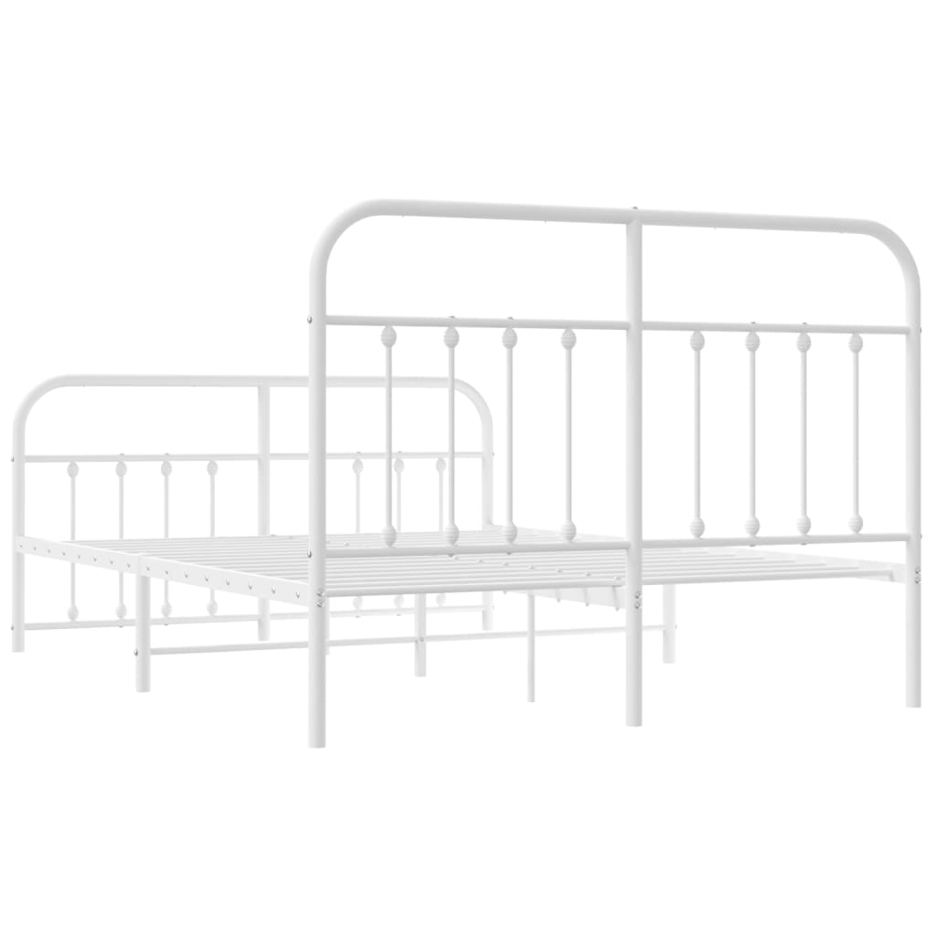 Bed frame with head and footboard metal white 135x190 cm