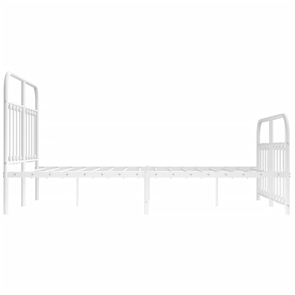 Bed frame with head and footboard metal white 140x190 cm