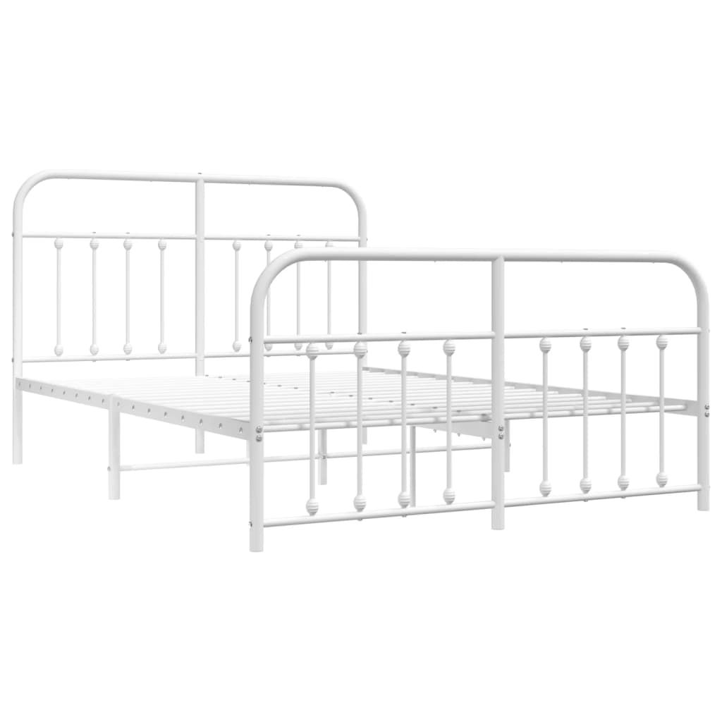 Bed frame with head and footboard metal white 140x200 cm