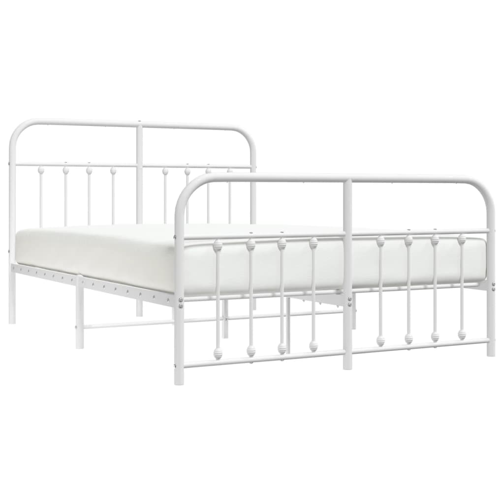 Bed frame with head and footboard metal white 140x200 cm
