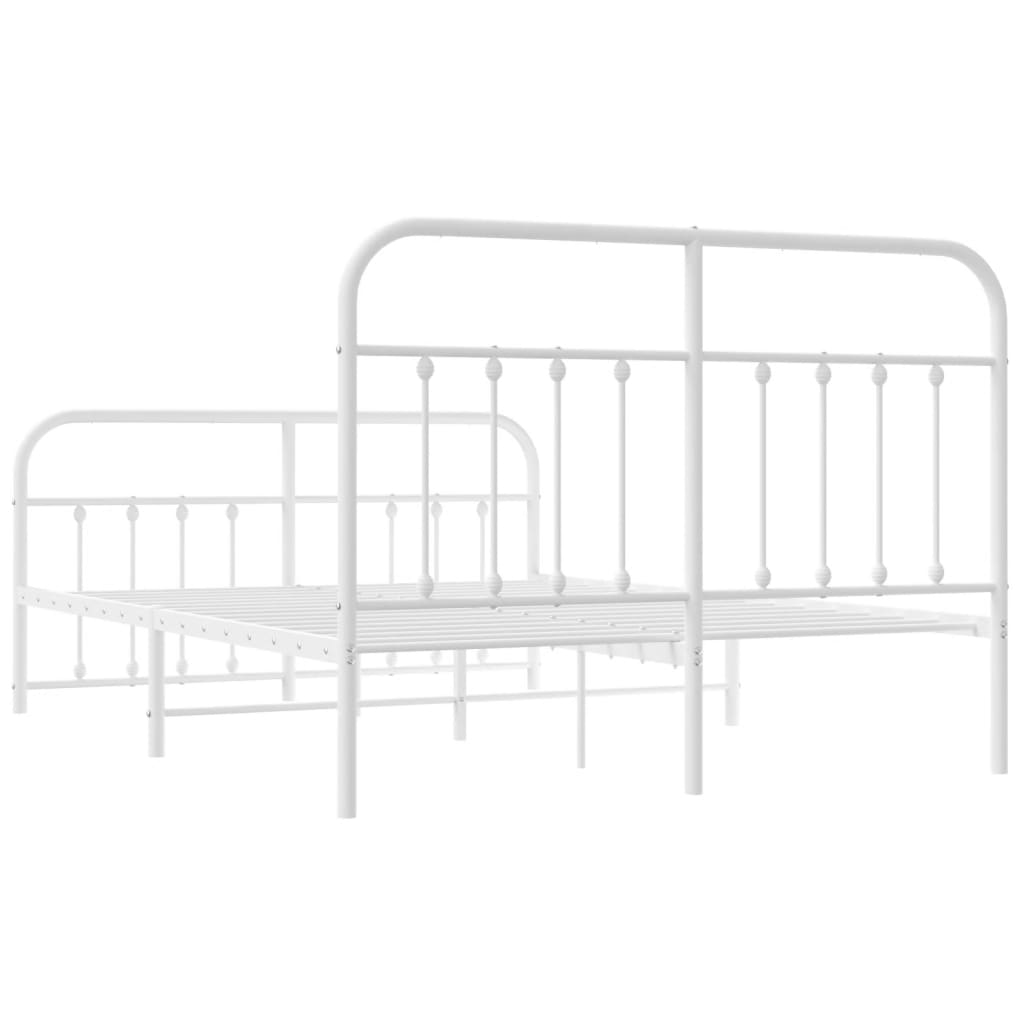 Bed frame with head and footboard metal white 140x200 cm