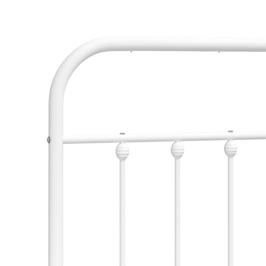 Bed frame with head and footboard metal white 140x200 cm