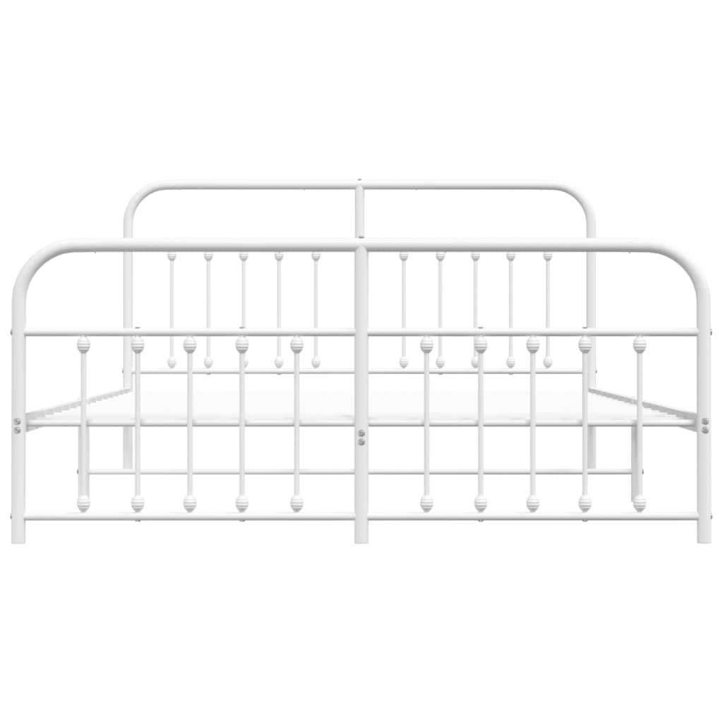 Bed frame with head and footboard metal white 160x200 cm