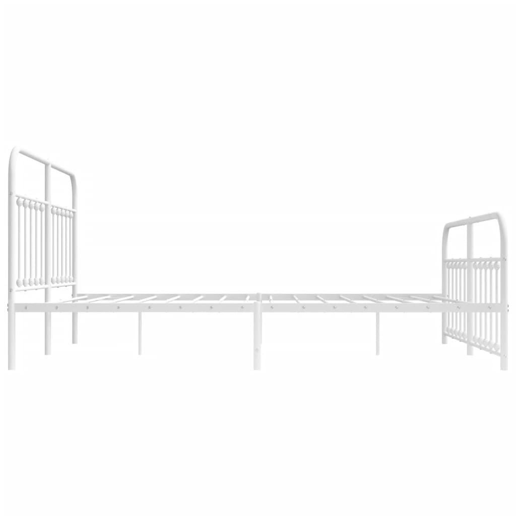Bed frame with head and footboard metal white 180x200 cm