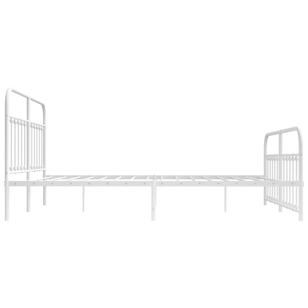 Bed frame with head and footboard metal white 183x213 cm