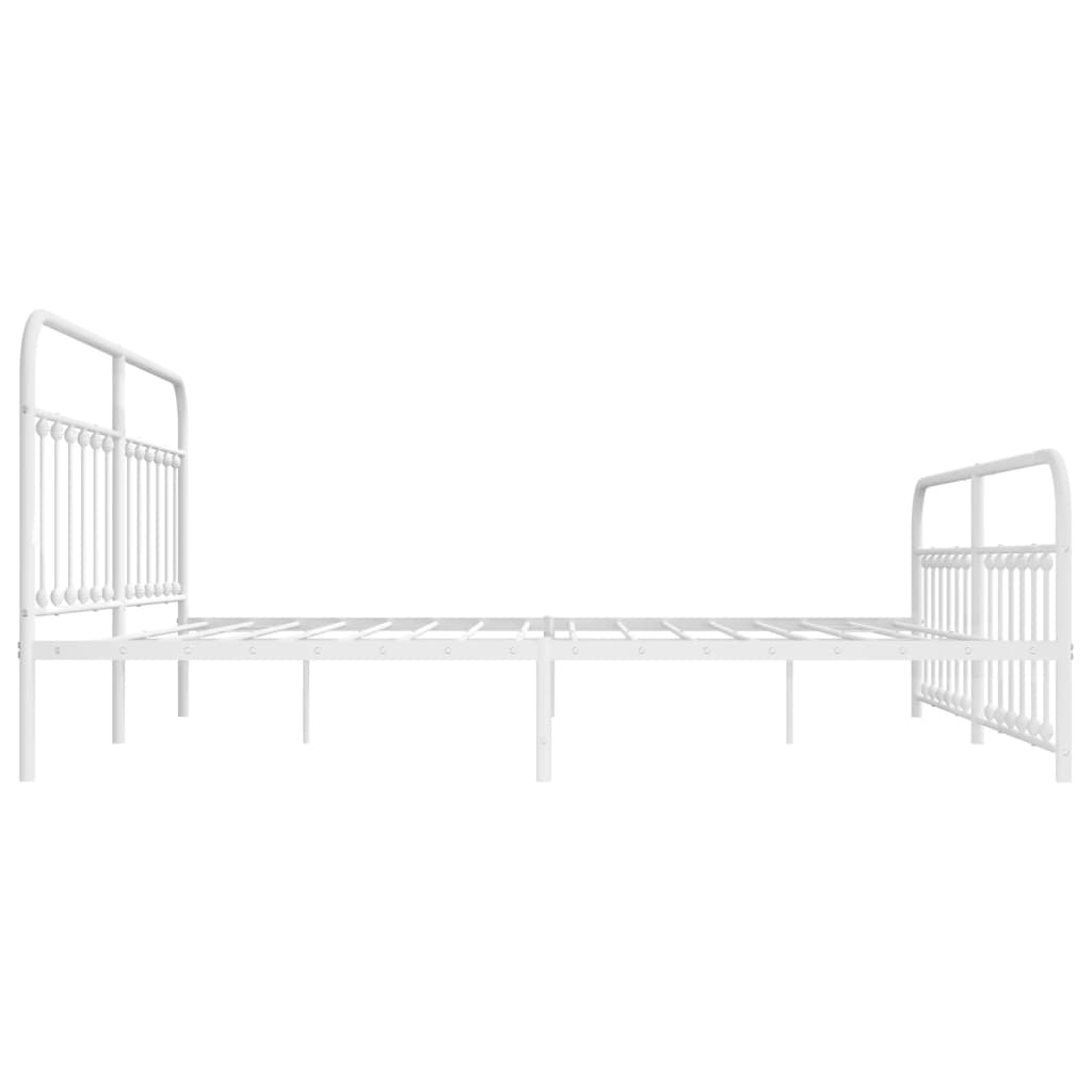 Bed frame with head and footboard metal white 193x203 cm
