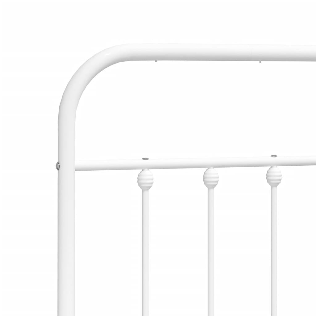 Bed frame with head and footboard metal white 193x203 cm