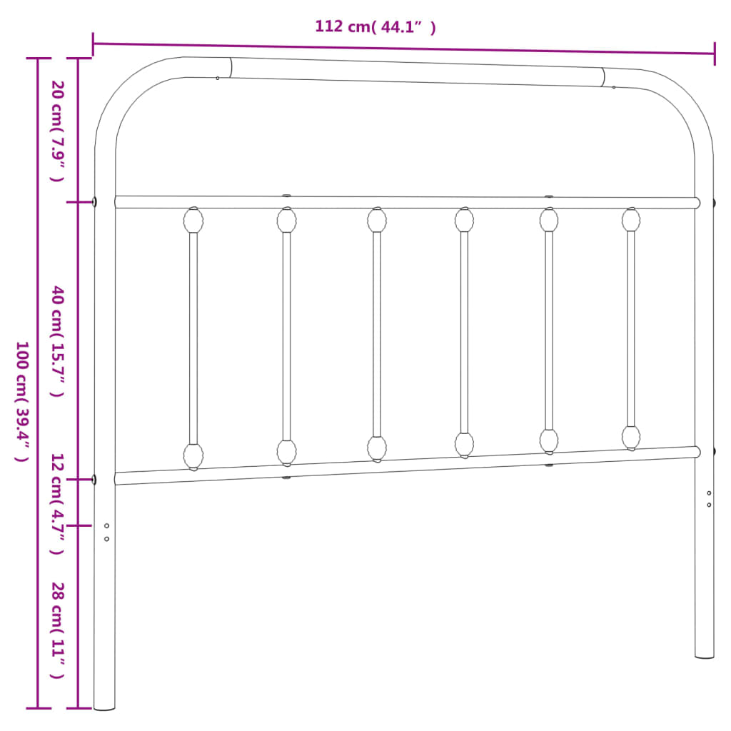 Ersatz-Kopfteil Metall Weiß 107 cm