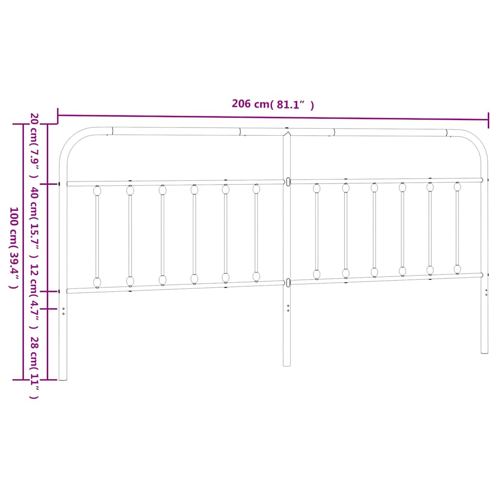 Ersatz-Kopfteil Metall Weiß 200 cm