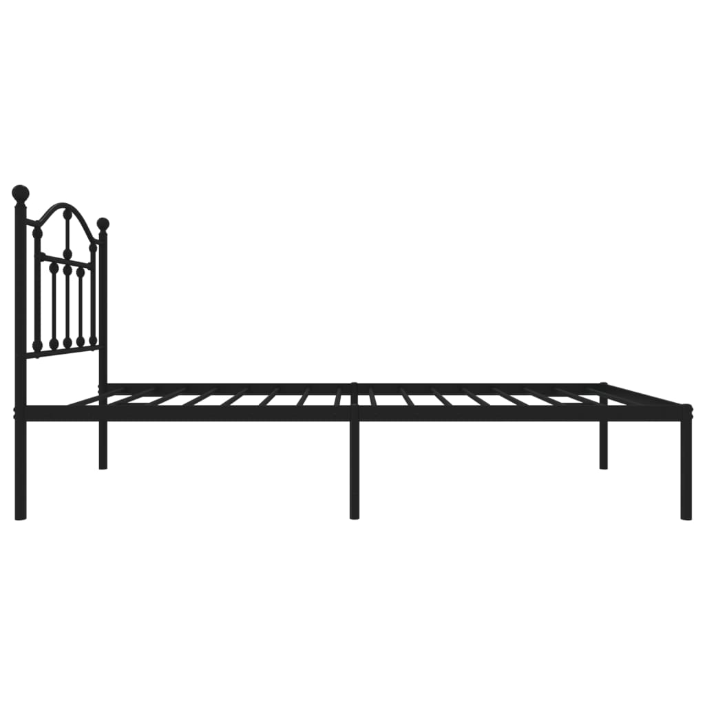 Bed frame with headboard metal black 75x190 cm