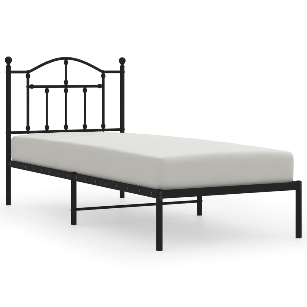 Bed frame with headboard metal black 90x190 cm