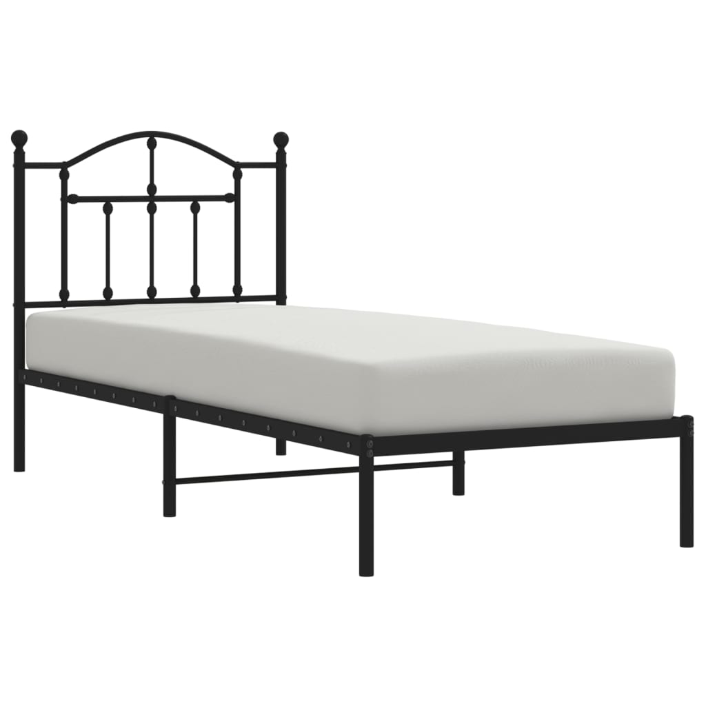 Bed frame with headboard metal black 90x190 cm
