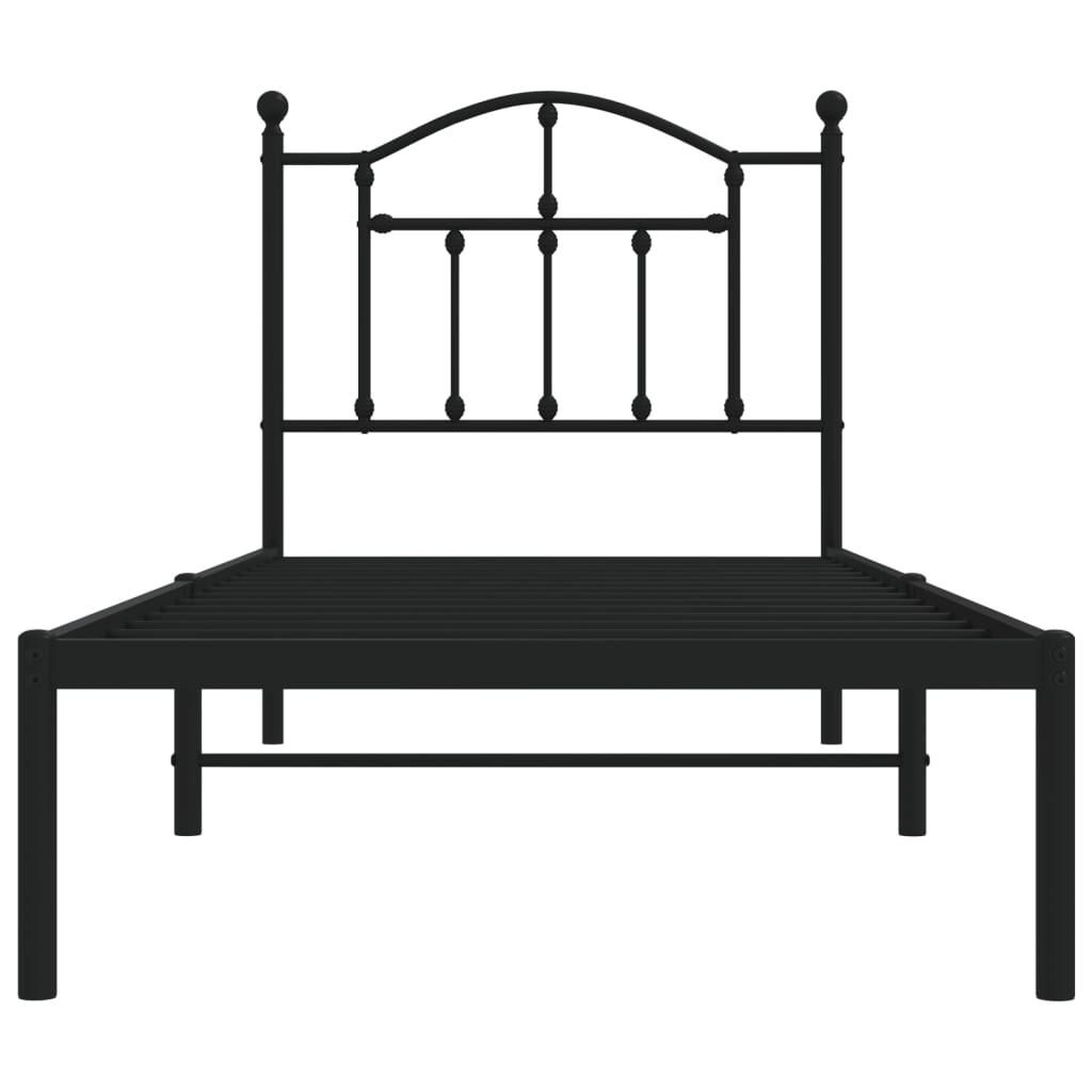 Bed frame with headboard metal black 90x190 cm