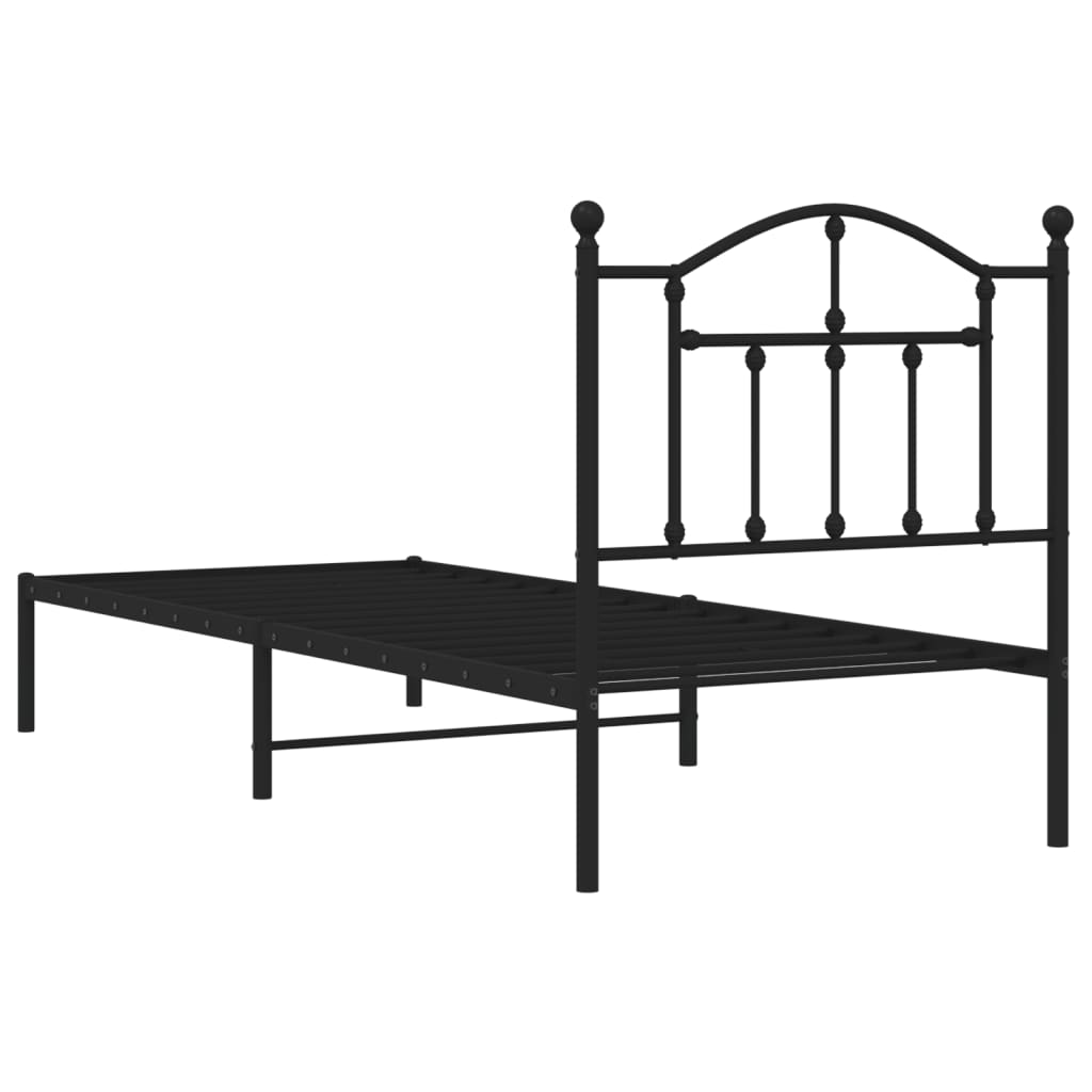 Bed frame with headboard metal black 90x200 cm