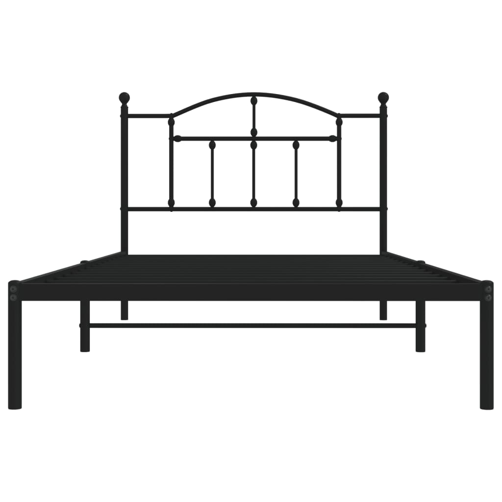 Bed frame with headboard metal black 107x203 cm