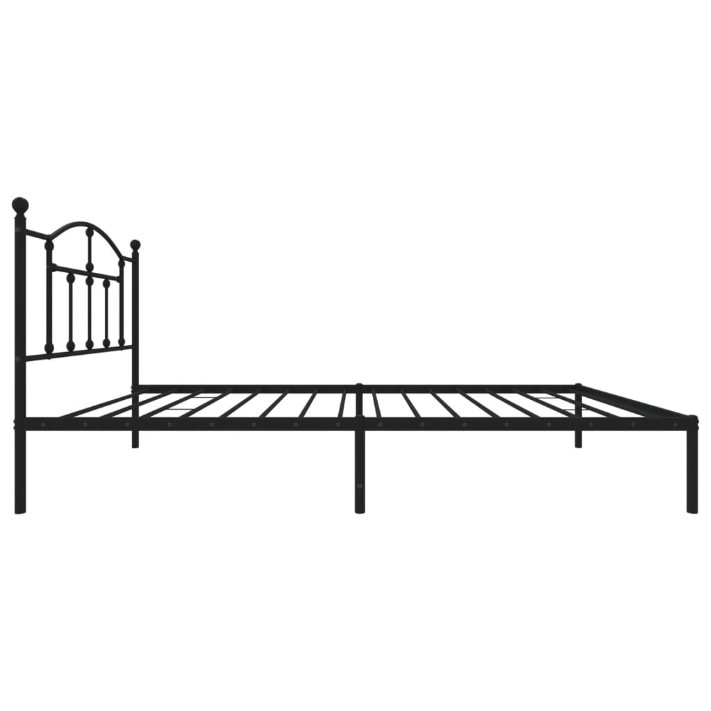 Bed frame with headboard metal black 107x203 cm