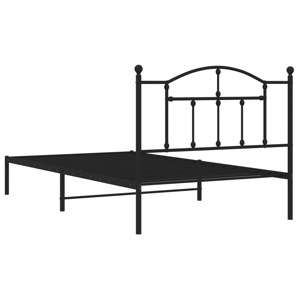 Bed frame with headboard metal black 107x203 cm