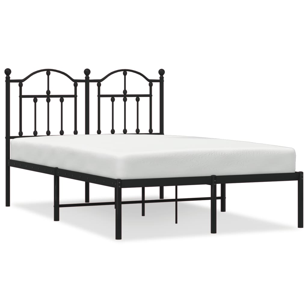 Bed frame with headboard metal black 120x190 cm