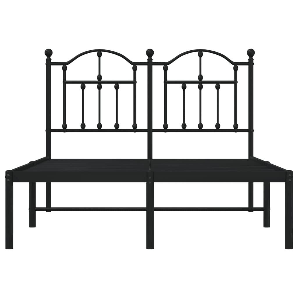 Bed frame with headboard metal black 120x190 cm
