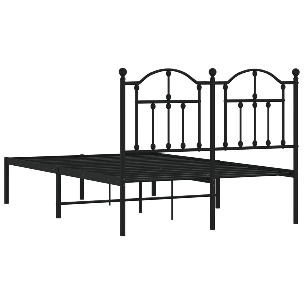 Bed frame with headboard metal black 120x190 cm