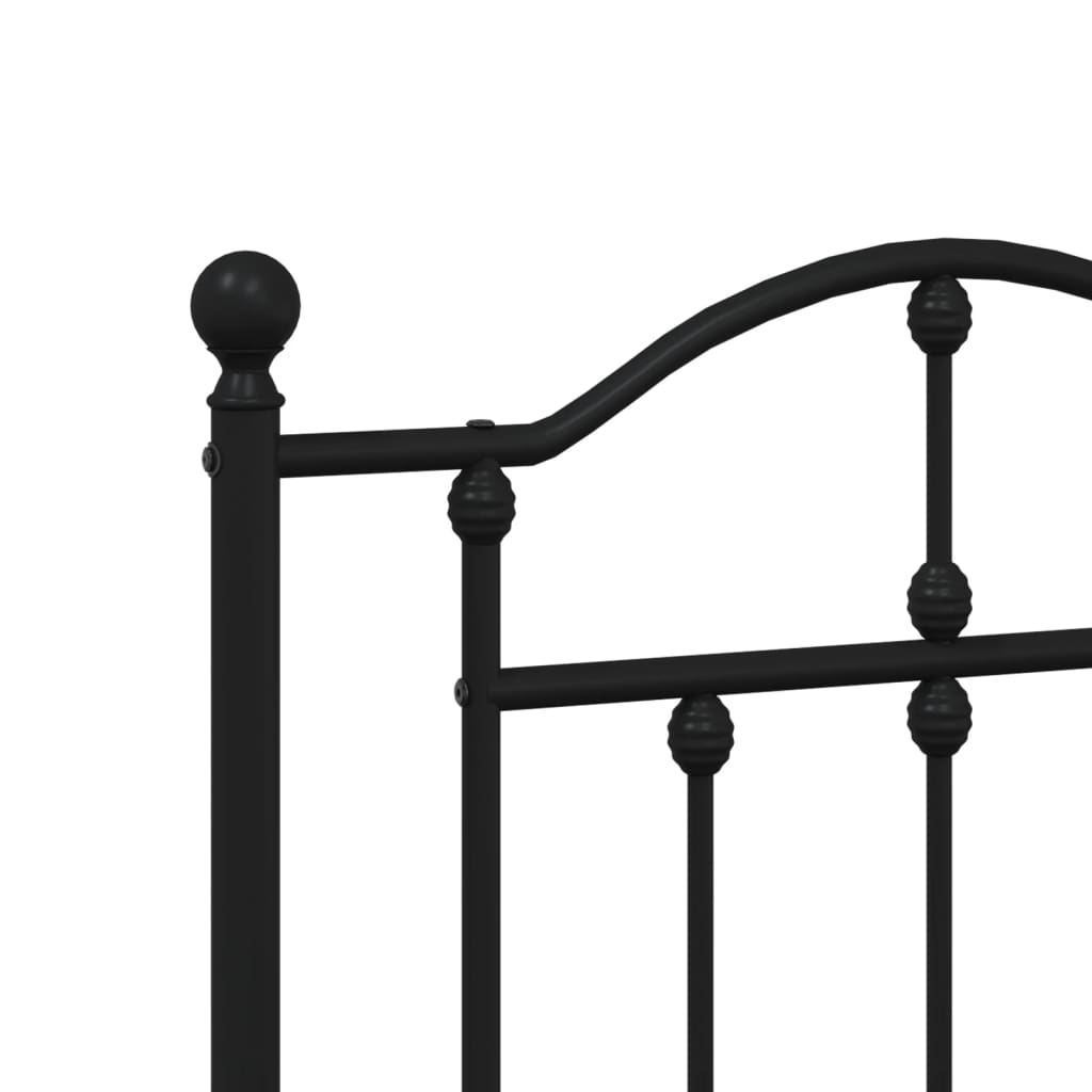 Bed frame with headboard metal black 120x190 cm