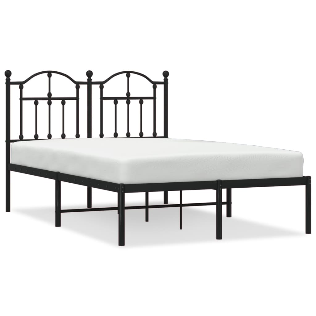 Bed frame with headboard metal black 120x200 cm