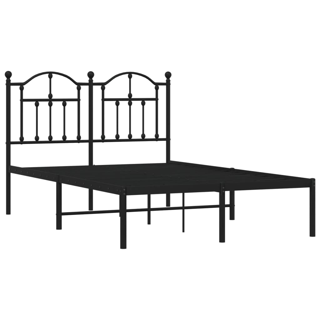 Bed frame with headboard metal black 120x200 cm