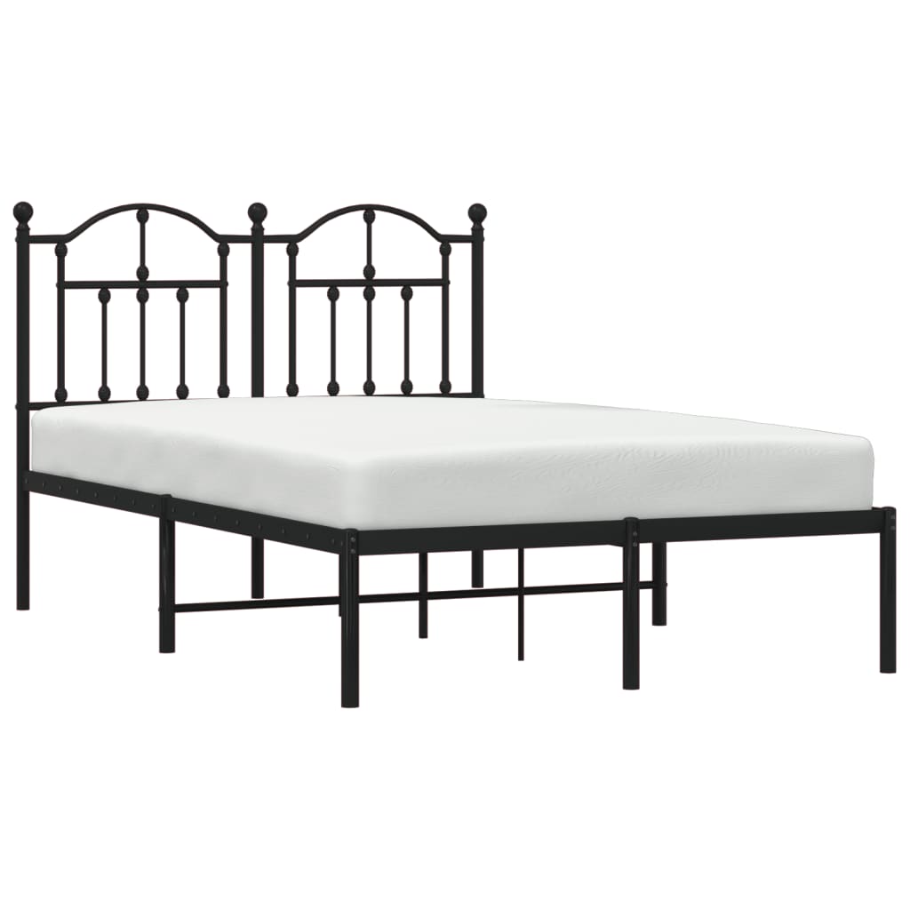Bed frame with headboard metal black 120x200 cm