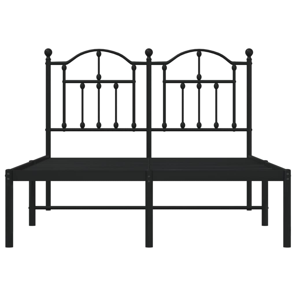 Bed frame with headboard metal black 120x200 cm