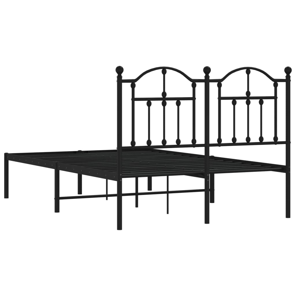Bed frame with headboard metal black 120x200 cm