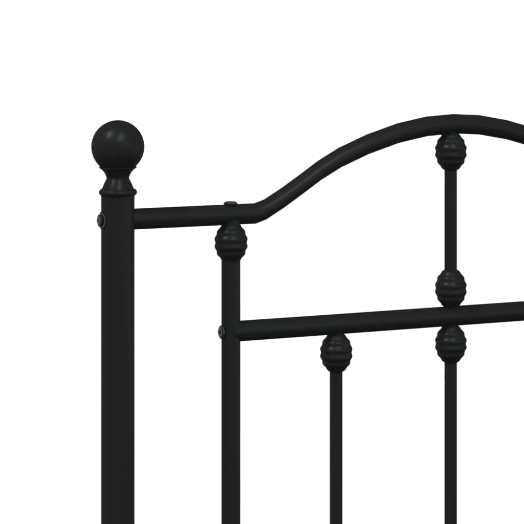 Bed frame with headboard metal black 120x200 cm