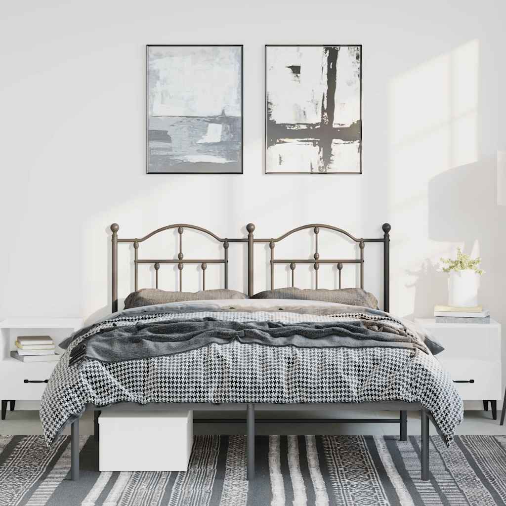 Bettgestell mit Kopfteil Metall Schwarz 135x190 cm