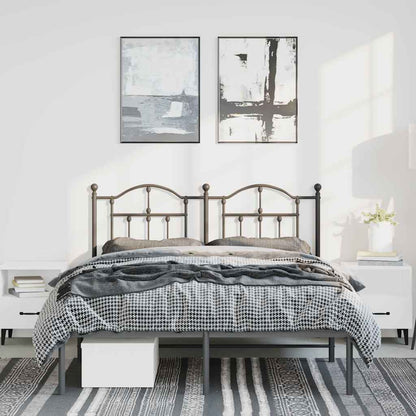 Bettgestell mit Kopfteil Metall Schwarz 135x190 cm