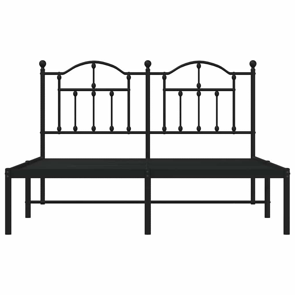 Bettgestell mit Kopfteil Metall Schwarz 135x190 cm