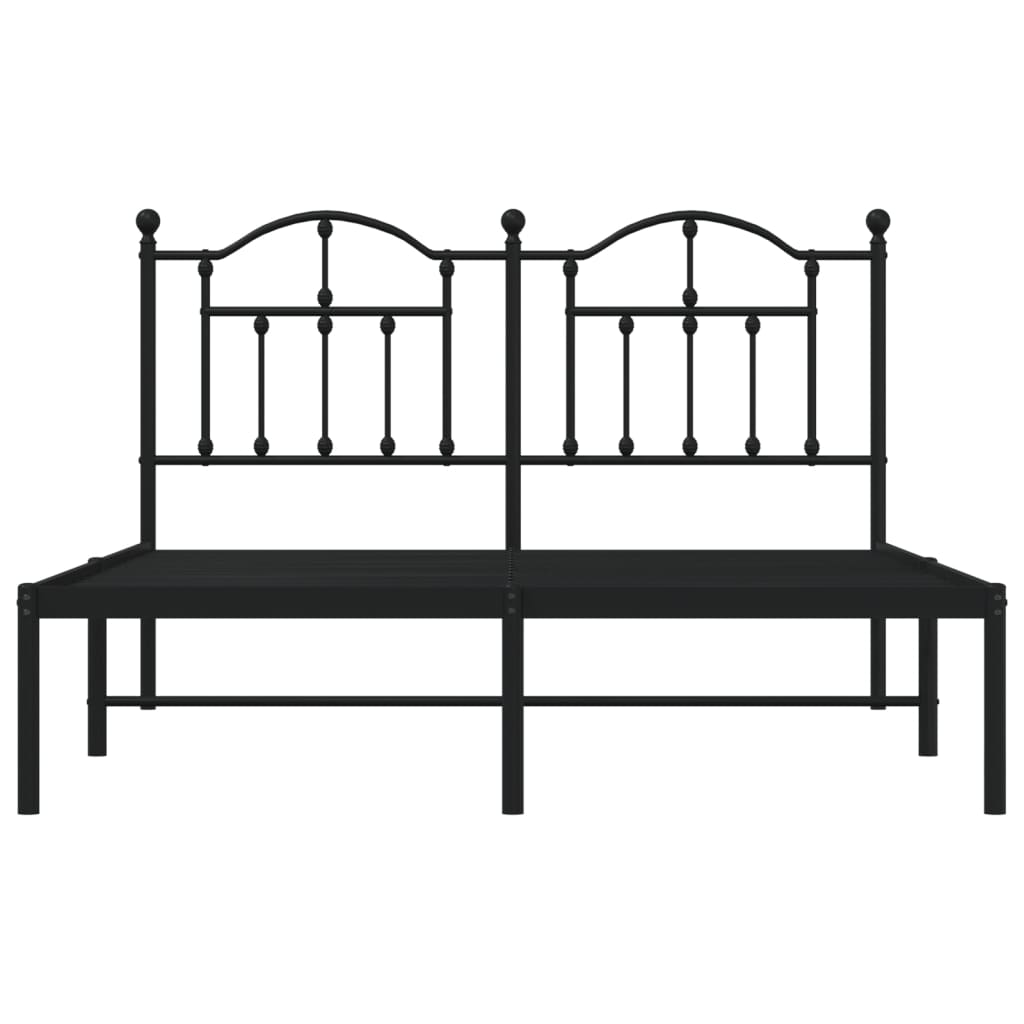 Bed frame with headboard metal black 140x190 cm