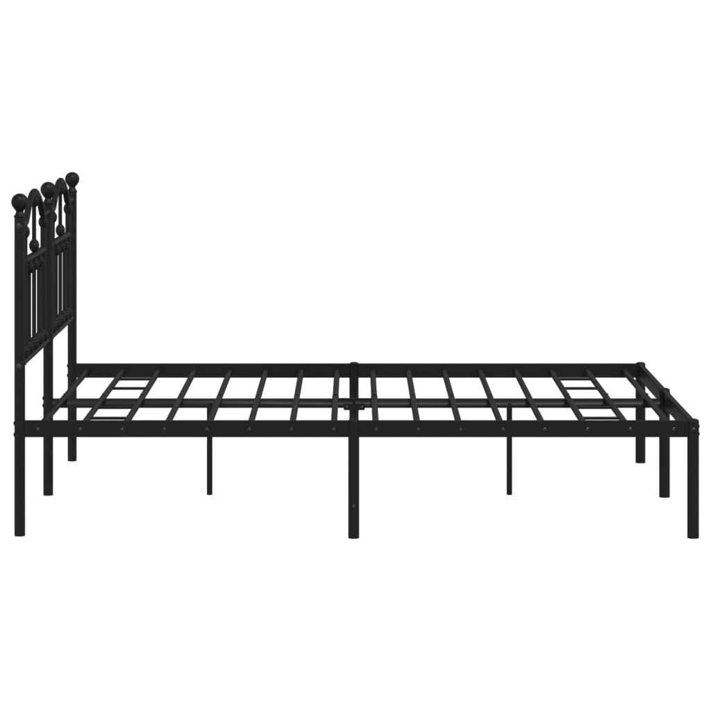 Bed frame with headboard metal black 140x190 cm