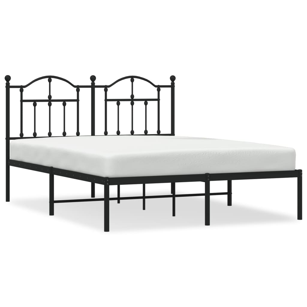 Bed frame with headboard metal black 140x200 cm
