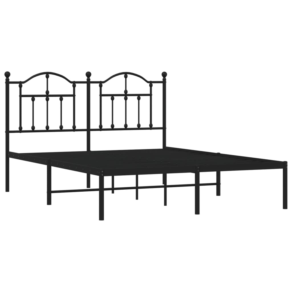 Bed frame with headboard metal black 140x200 cm