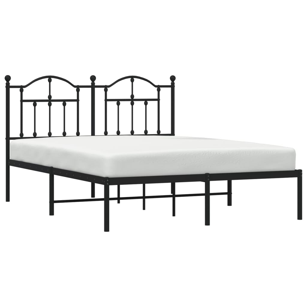 Bed frame with headboard metal black 140x200 cm