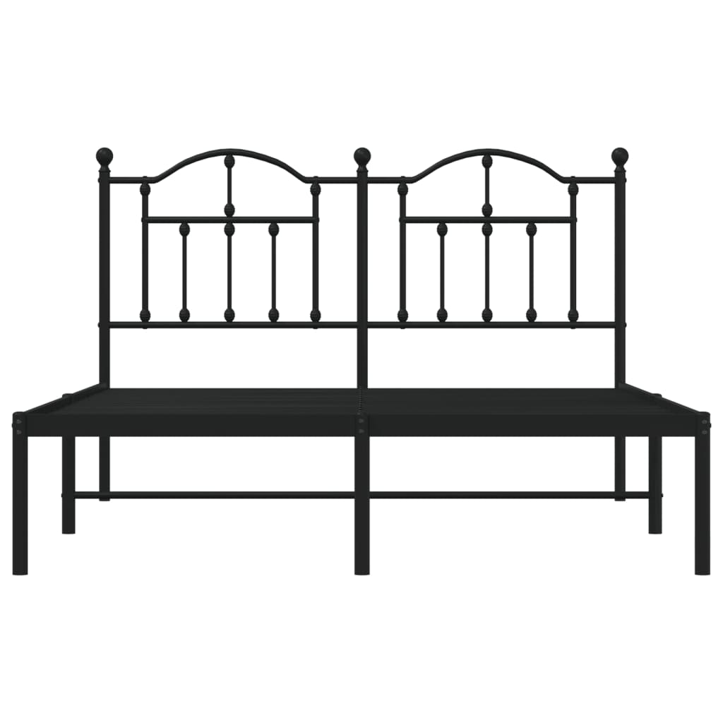 Bed frame with headboard metal black 140x200 cm