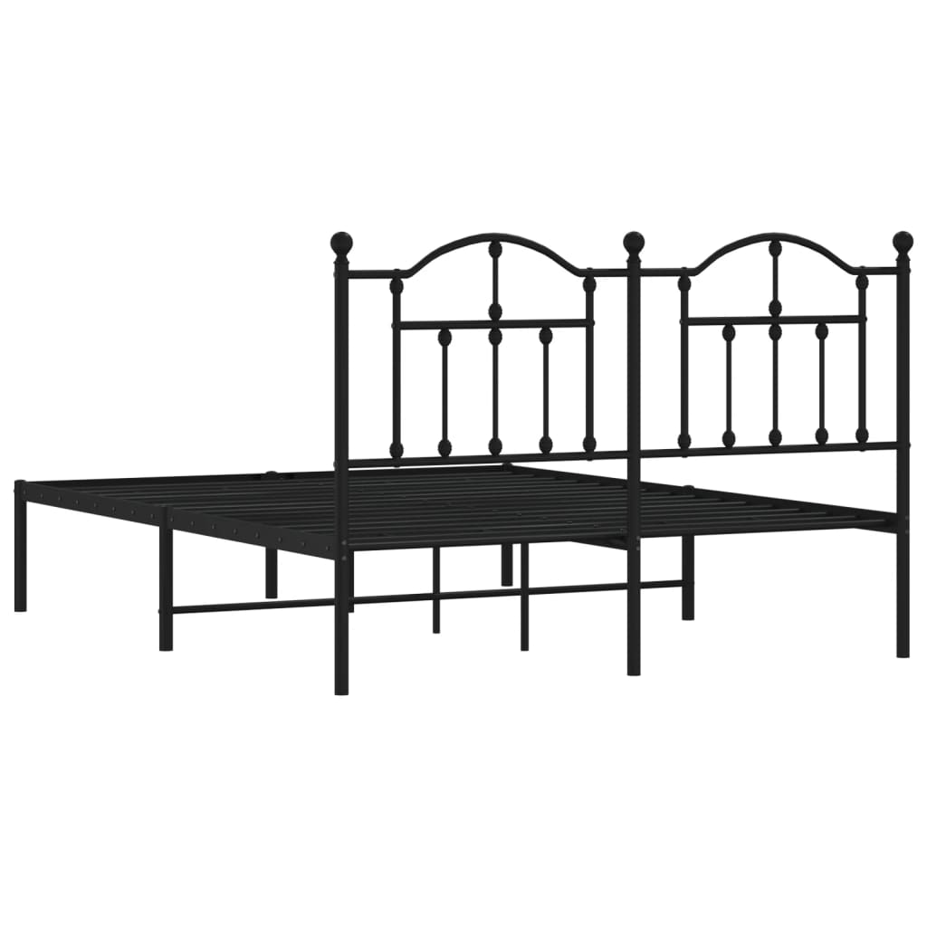 Bed frame with headboard metal black 140x200 cm