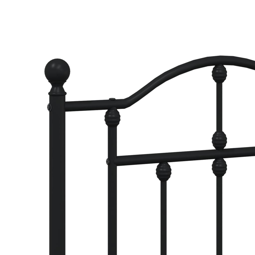 Bed frame with headboard metal black 140x200 cm