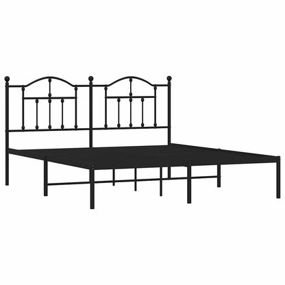 Bettgestell mit Kopfteil Metall Schwarz 160x200 cm