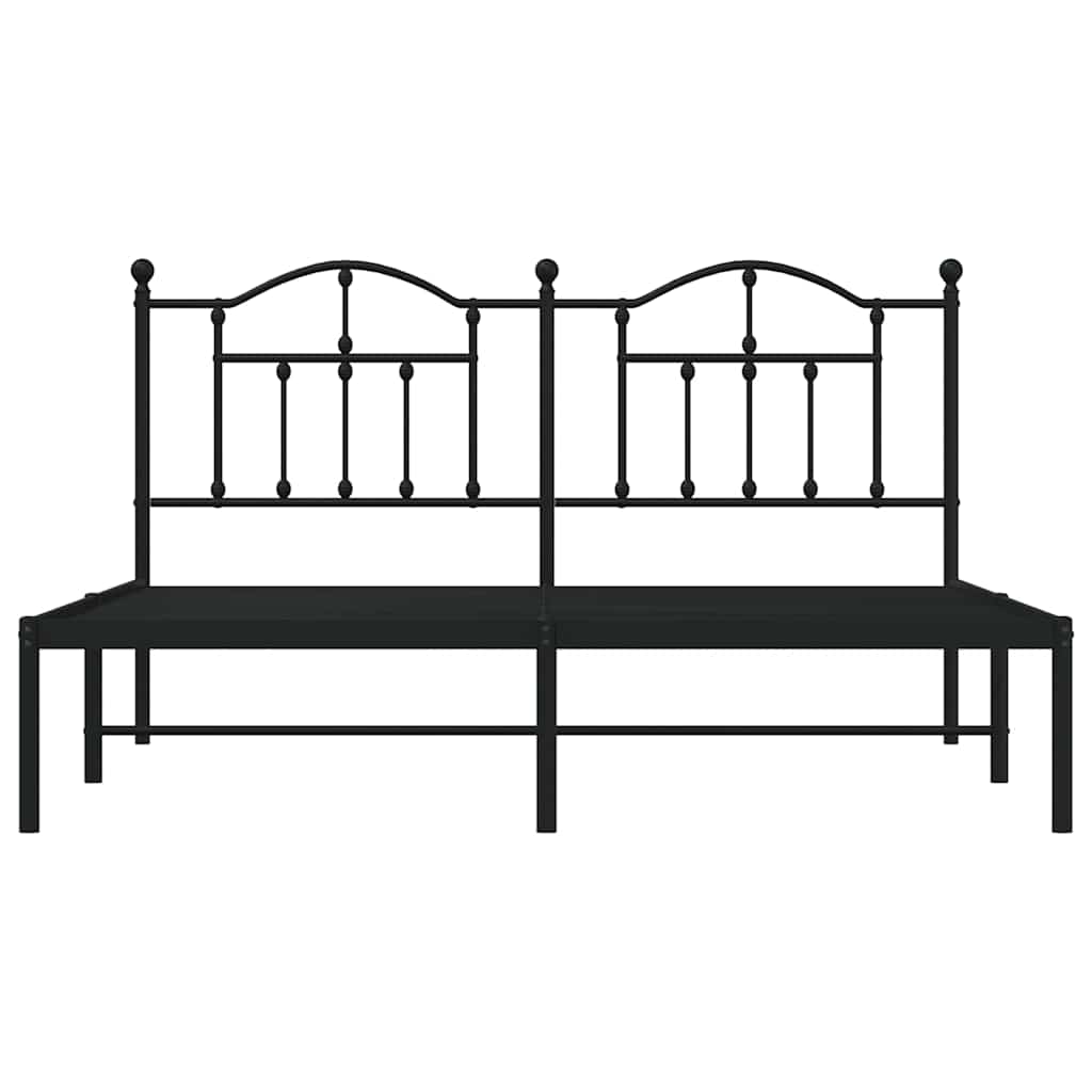 Bettgestell mit Kopfteil Metall Schwarz 160x200 cm