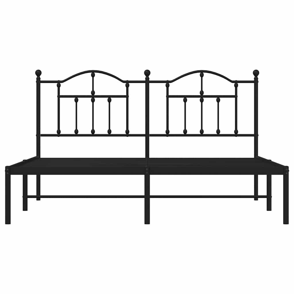 Bettgestell mit Kopfteil Metall Schwarz 180x200 cm