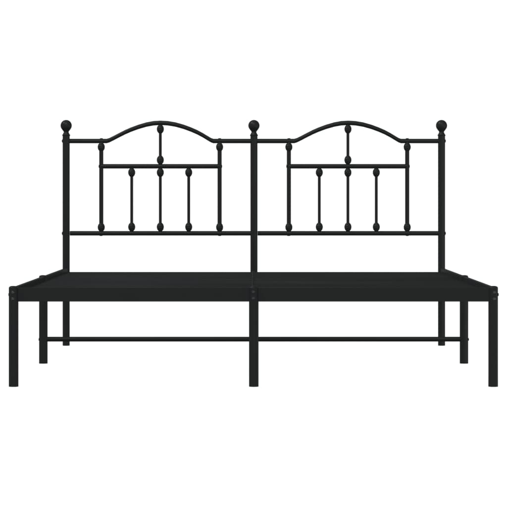 Bed frame with headboard metal black 183x213 cm