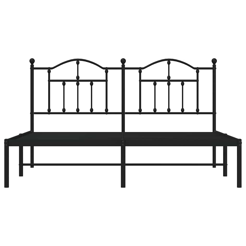 Bed frame with headboard metal black 183x213 cm
