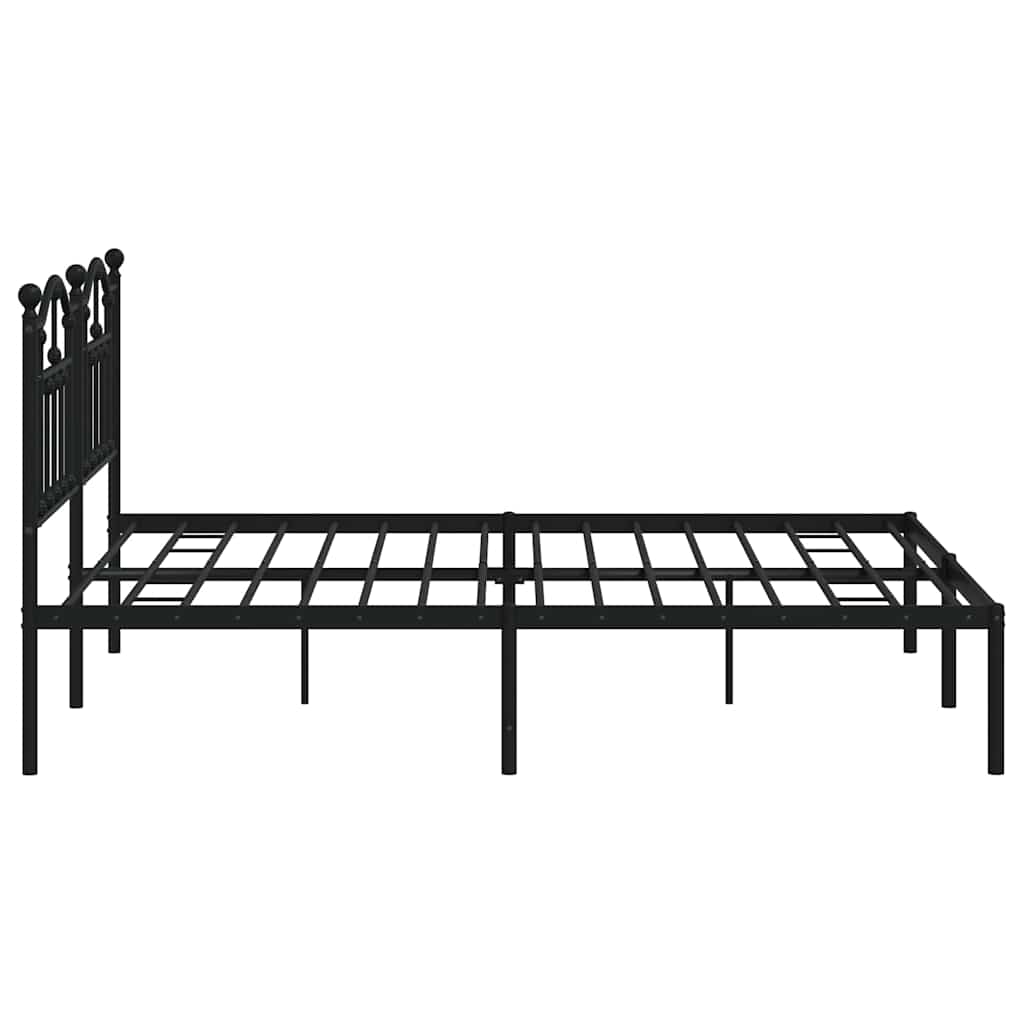 Bed frame with headboard metal black 183x213 cm