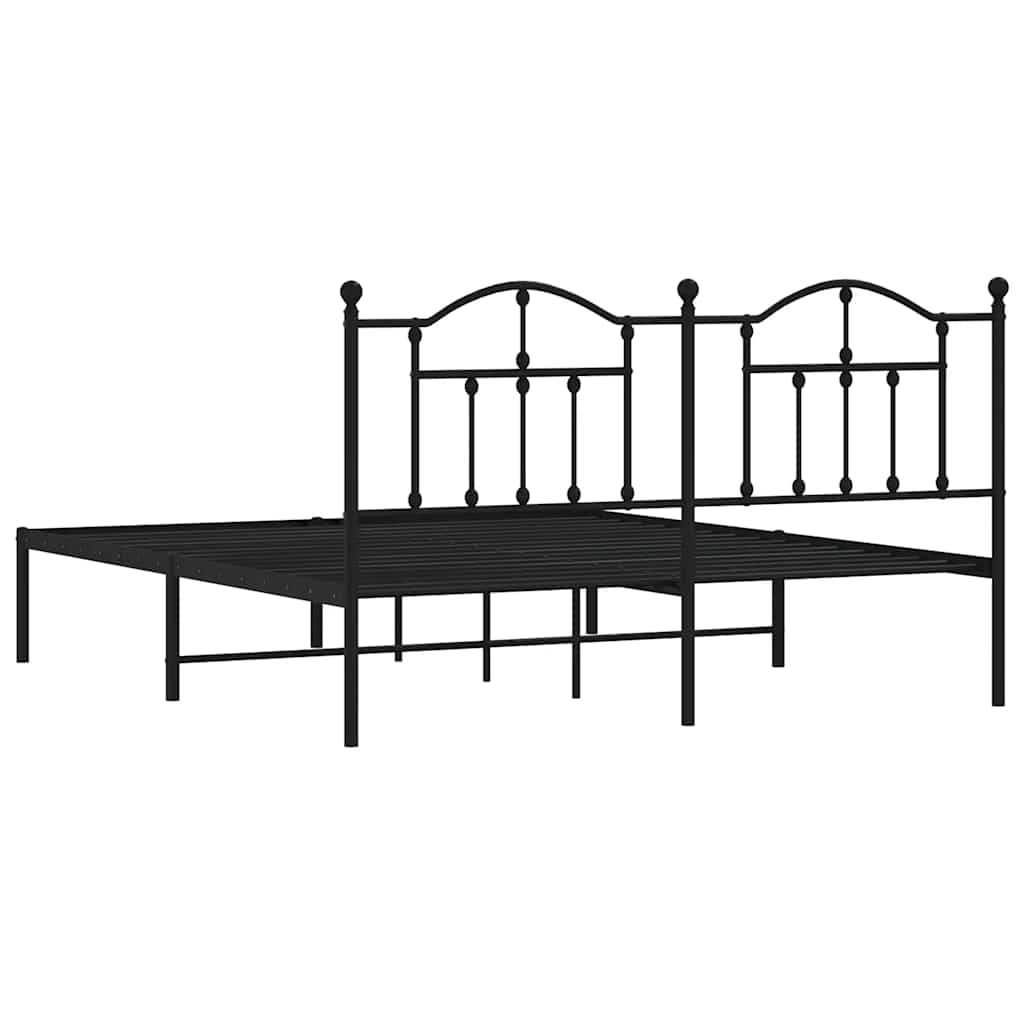 Bed frame with headboard metal black 183x213 cm
